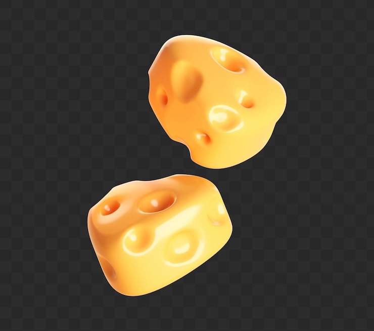 PSD gratuit illustration brillante de cubes de fromage de dessin animé en 3d
