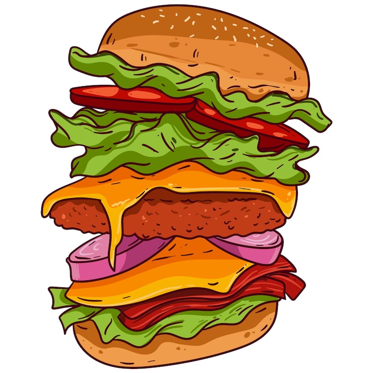 PSD gratuit illustration de burger dessiné à la main