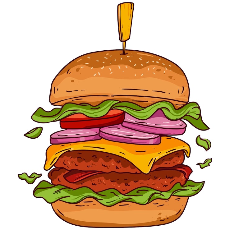 PSD gratuit illustration de burger dessiné à la main