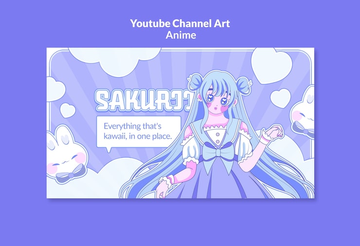 PSD gratuit une jolie fille d'anime sur youtube