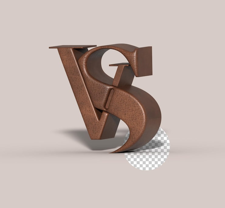 PSD gratuit le logo de l'entreprise vs 3d est un psd transparent typographique.