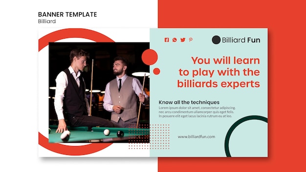 PSD gratuit maquette de bannière de concept de billard