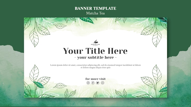 PSD gratuit maquette de modèle de bannière de concept de thé matcha