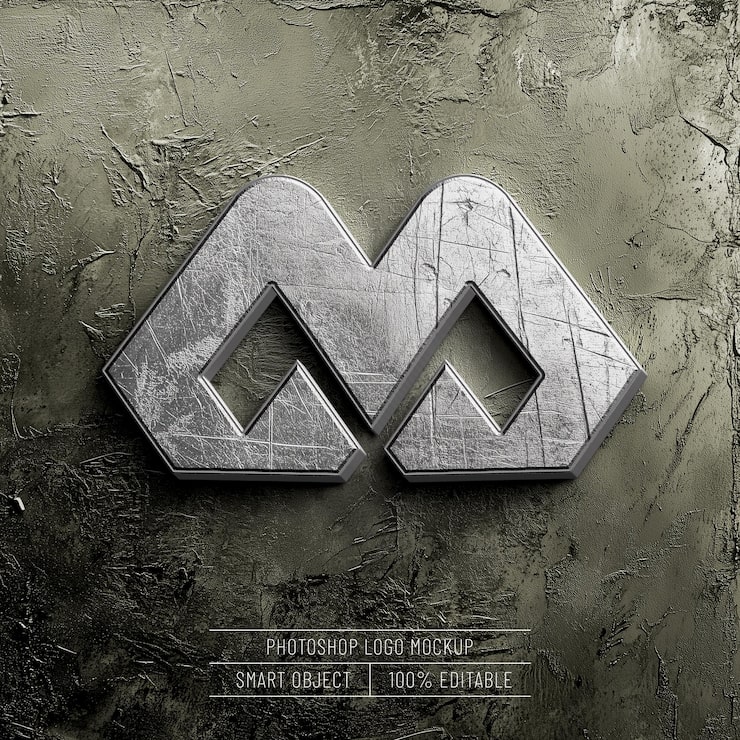 PSD gratuit mockup de logo en métal argenté 3d sur fond texturé