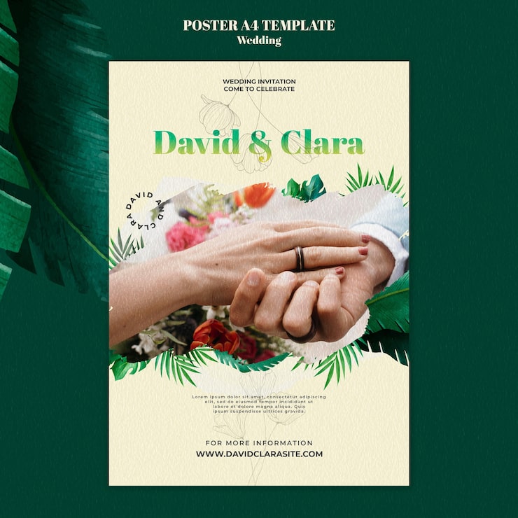 PSD gratuit modèle d'affiche de célébration de mariage