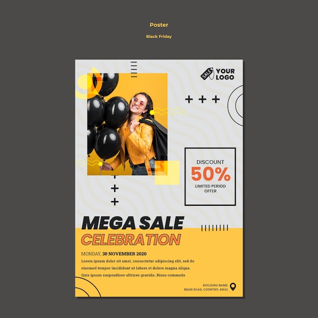 PSD gratuit modèle d'affiche du vendredi noir