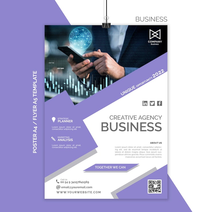 PSD gratuit modèle d'affiche et de flyer commercial design plat