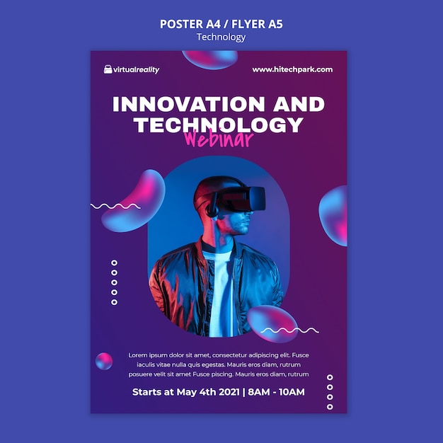 PSD gratuit modèle d'affiche d'innovation technologique