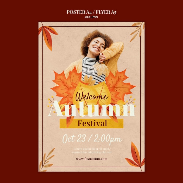 PSD gratuit modèle d'affiche de saison d'automne