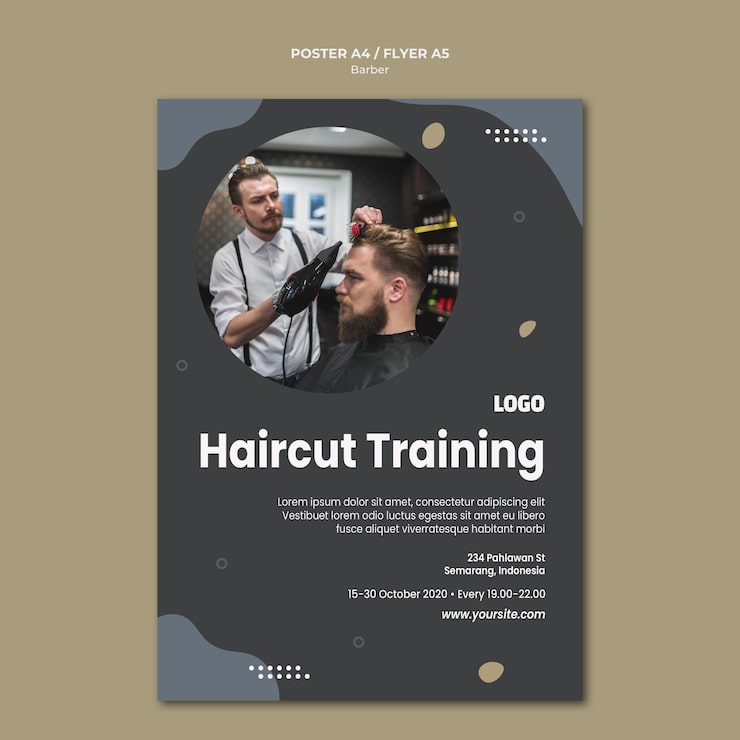 PSD gratuit modèle d'affiche de salon de coiffure