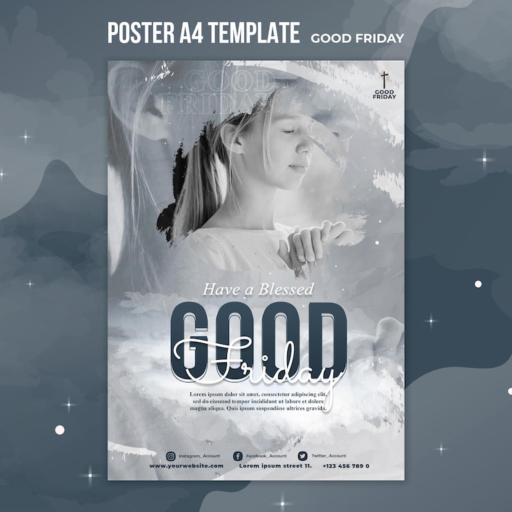 PSD gratuit modèle d'affiche sociale du vendredi saint