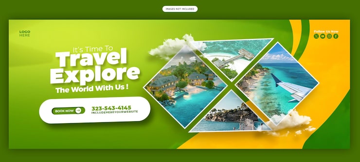 PSD gratuit modèle de bannière de couverture facebook pour les voyages et le tourisme