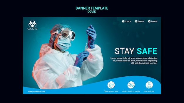 PSD gratuit modèle de bannière covid