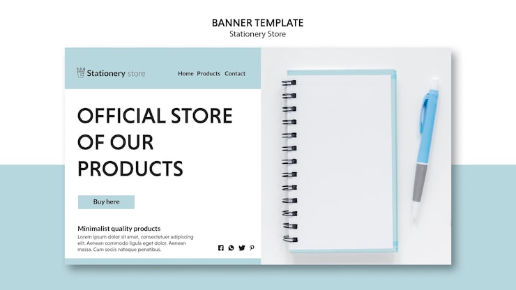 PSD gratuit modèle de bannière de magasin de papeterie
