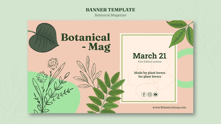PSD gratuit modèle de bannière de magazine botanique