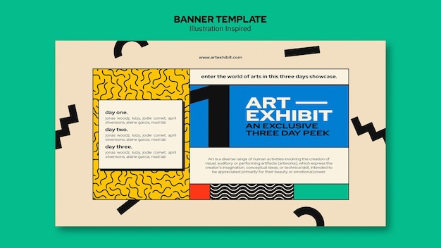 PSD gratuit modèle de bannière pour exposition d'art