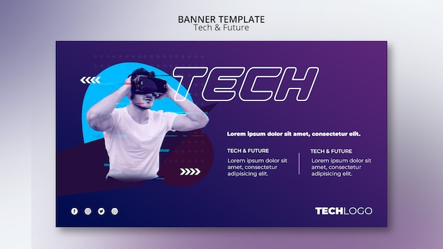 PSD gratuit modèle de bannière avec thème technologique