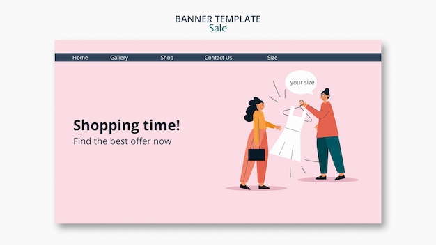 PSD gratuit modèle de bannière de vente design plat