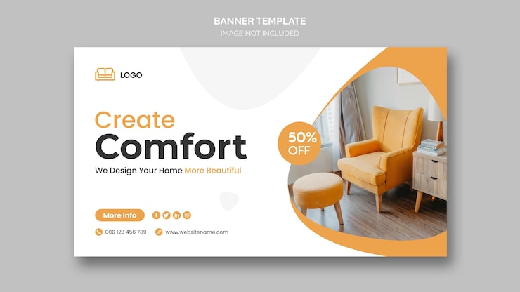 PSD gratuit modèle de bannière web de mobilier minimal