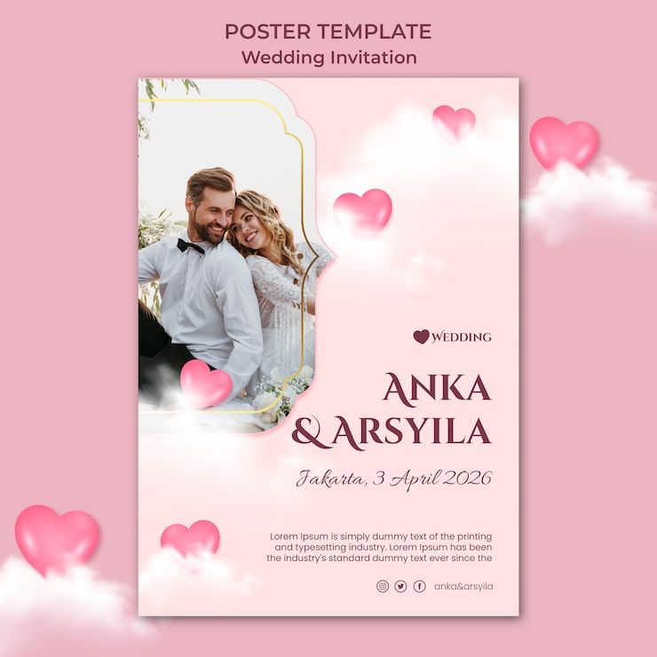 PSD gratuit modèle de conception d'affiche d'invitation de mariagev