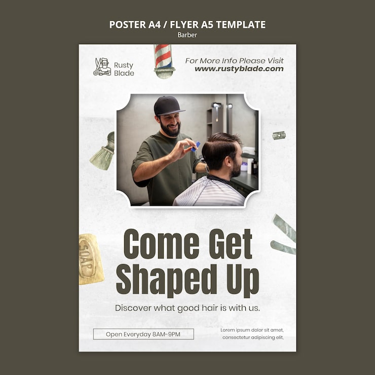 PSD gratuit modèle de conception d'affiche de salon de coiffure