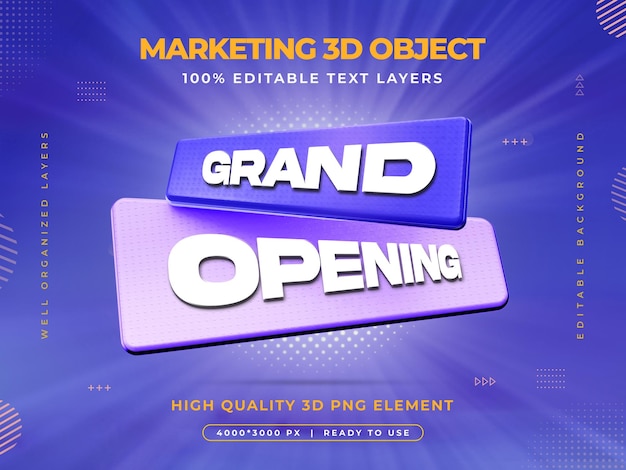 PSD gratuit modèle de conception de bannière d'ouverture avec effet de texte modifiable