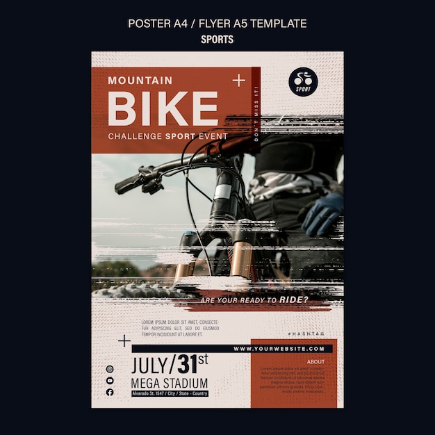 PSD gratuit modèle de conception de flyer sport vélo