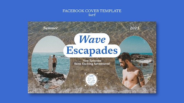 PSD gratuit modèle de couverture facebook de passe-temps de surf