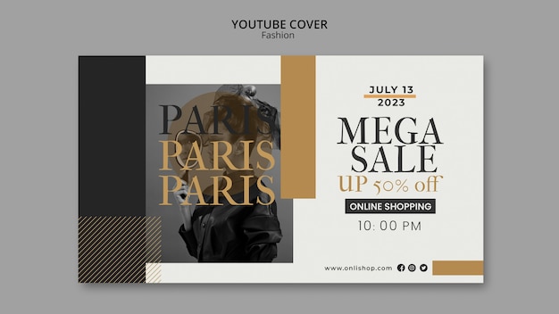 PSD gratuit modèle de couverture youtube d'événement de mode