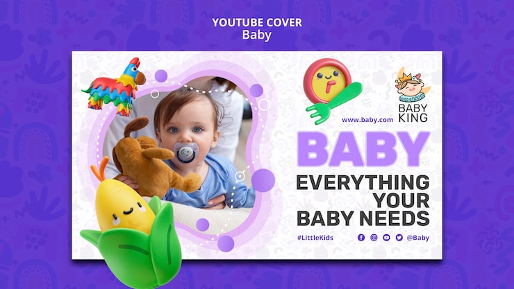 PSD gratuit modèle de couverture youtube d'informations sur le bébé