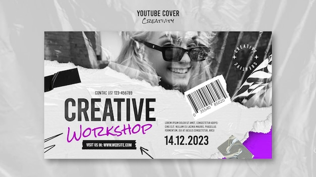 PSD gratuit modèle de couverture youtube pour la créativité