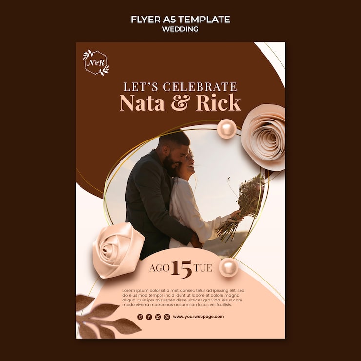 PSD gratuit modèle de flyer de célébration de mariage