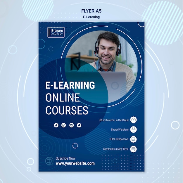 PSD gratuit modèle de flyer concept e-learning