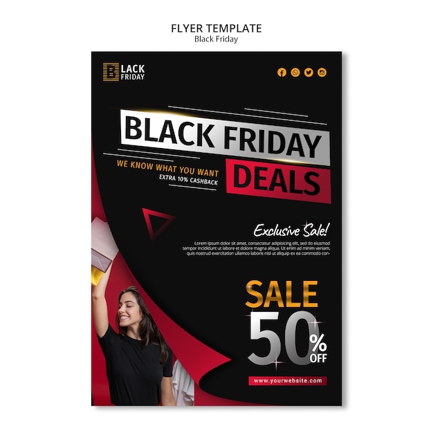 PSD gratuit modèle de flyer concept vendredi noir