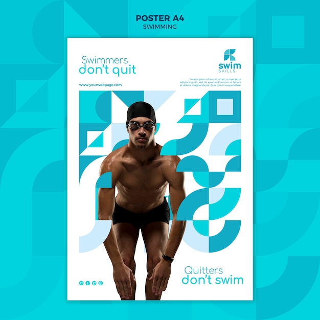 PSD gratuit modèle de flyer de cours de natation