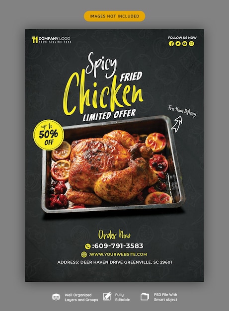 PSD gratuit modèle de flyer menu alimentaire et restaurant