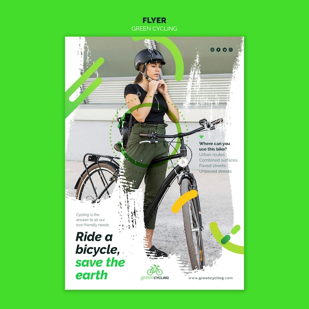 PSD gratuit modèle de flyer vertical pour le vélo vert