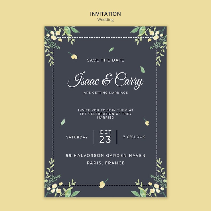 PSD gratuit modèle d'invitation de concept de mariage
