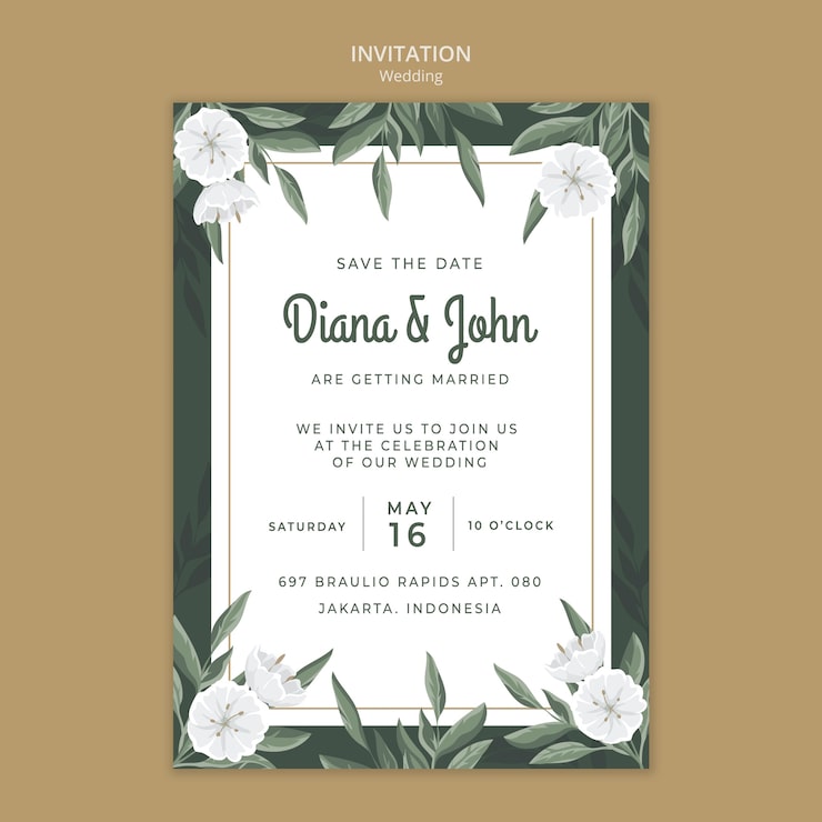 PSD gratuit modèle d'invitation de mariage avec des fleurs