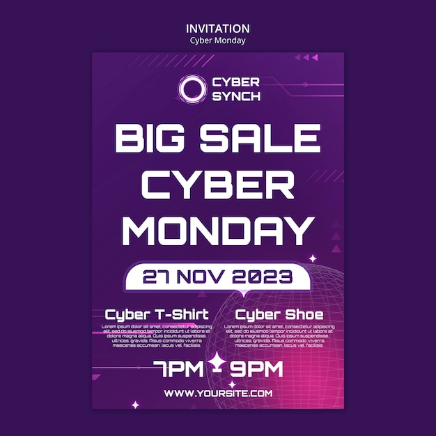 PSD gratuit modèle d'invitation pour le cyber lundi