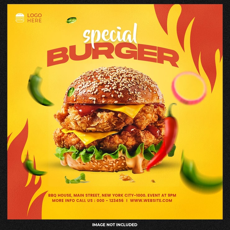 PSD gratuit modèle de médias sociaux de hamburger