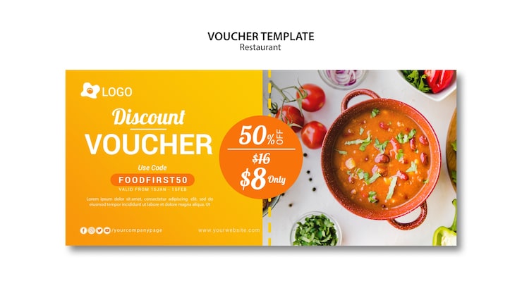 PSD gratuit modèle d'offre de rabais de restaurant