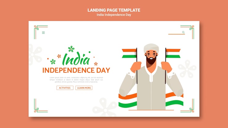 PSD gratuit modèle de page de destination de la fête de l'indépendance de l'inde