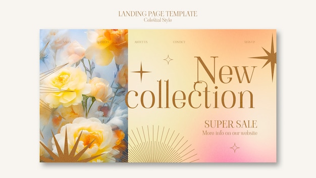 PSD gratuit modèle de page de destination de style céleste