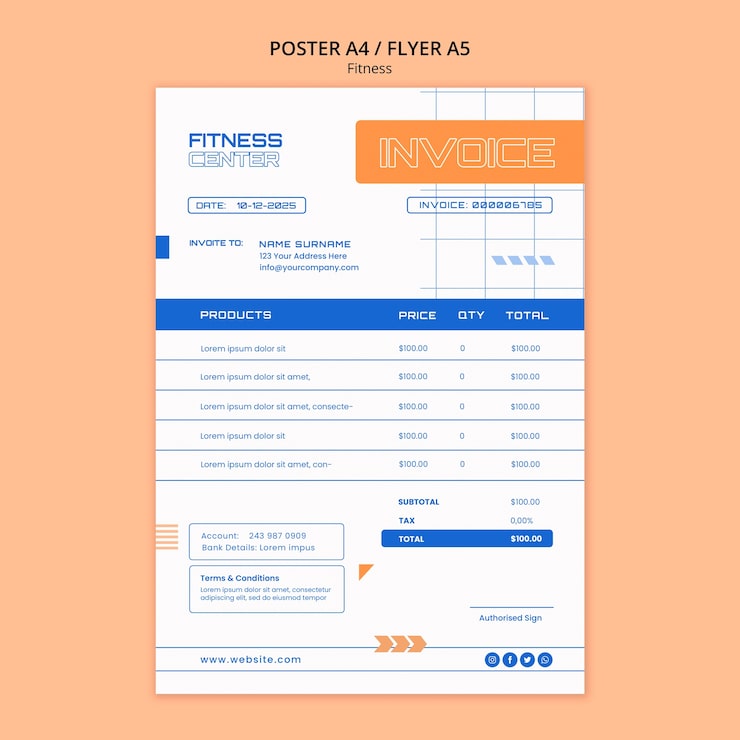 PSD gratuit modèle de remise en forme design plat