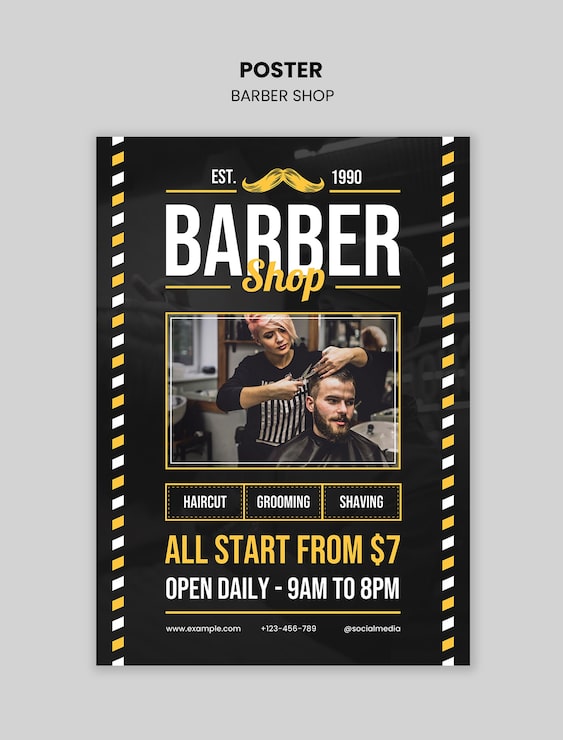 PSD gratuit modèle de service de barbier