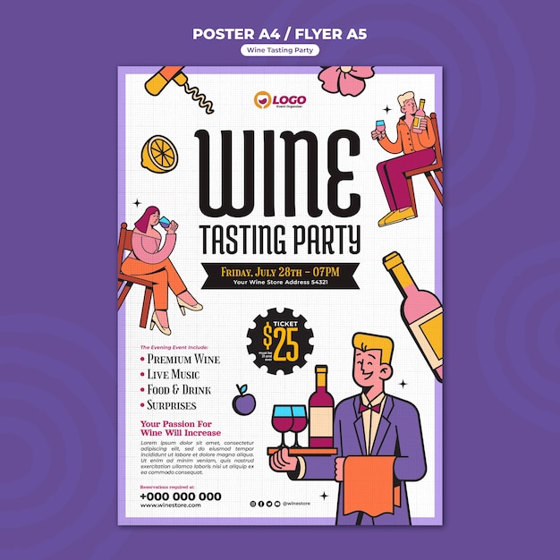 PSD gratuit modèle de soirée dégustation de vins