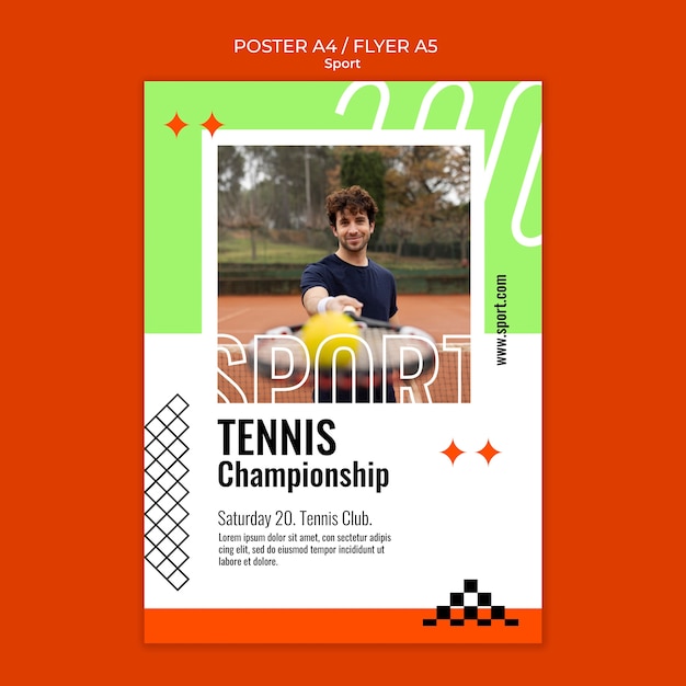 PSD gratuit modèle de tennis design plat