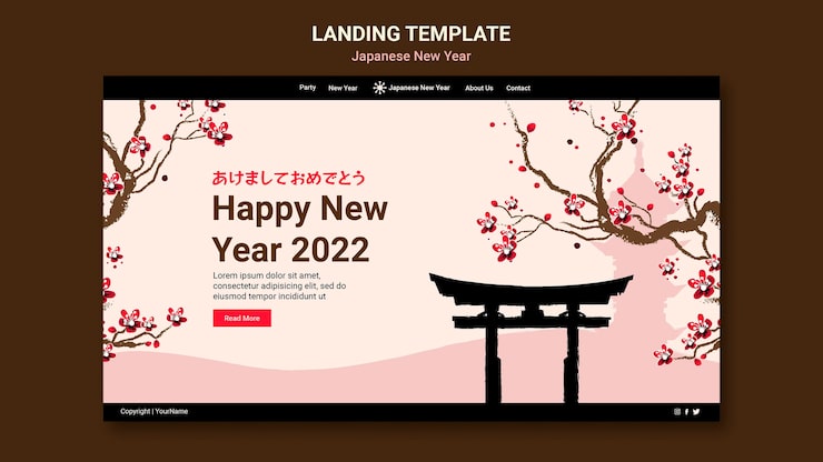 PSD gratuit modèle web culturel du nouvel an japonais