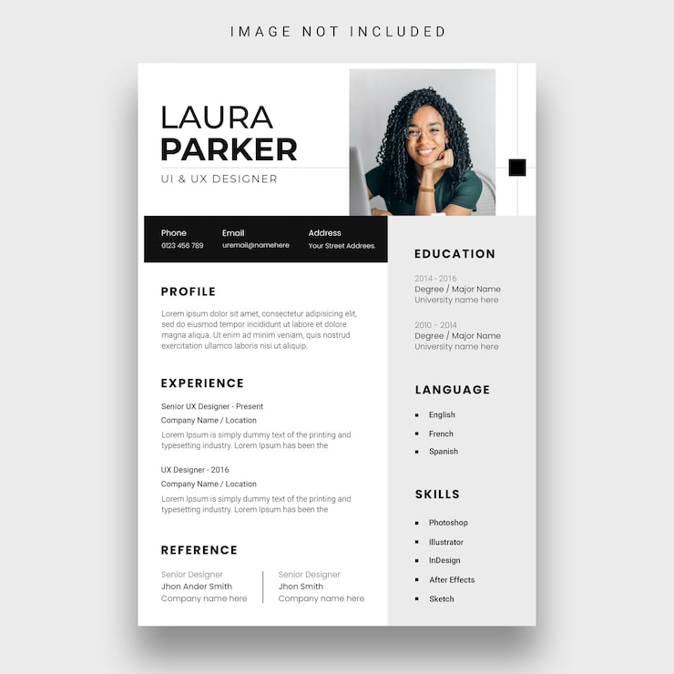 PSD gratuit nettoyer le modèle de conception de curriculum vitae ou de cv